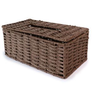 JEHUA Restaurant Office Natural Car Organizer Home Rattan Napkin Box Paper Towel Dispenser Wipes Storage Case Tissue Holder