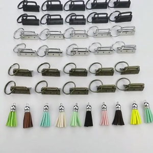 Keychain Hardware Set Key Fob Hardware Set Keychain Tassels 32mm Keychain Split Ring for Key Lanyard Key Chain Making