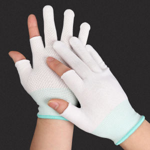 【♡Lovely girls house♡】1 Pair Men & Women Outdoor Sports Anti-Slip Touchscreen Nylon Two Finger Gloves Cycling Running Fishing Driving Gloves