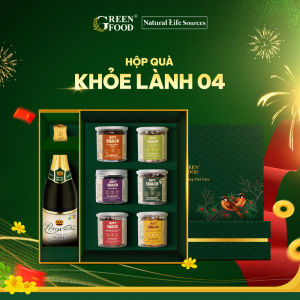 Hộp quà Khoẻ Lành 04 GREEN FOOD - Hộp quà đồ ăn vặt và nước trái cây Quà tặng sang trọng cho đối tác người thân