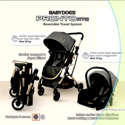 Babydoes PRONTO RTS CH TR 2223 SN - EXCITEZ 2247 SN - Stroller Travel System + Baby Carrier - Kereta Dorong Bayi Lengkap dengan Baby Carrier