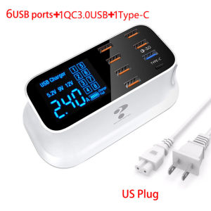 C-SAW 8พอร์ต Quick Charge 3.0สมาร์ท USB C Type C Charger สำหรับ Android iPhone Adapter แท็บเล็ตโทรศัพท์ Fast Charger สำหรับ Xiaomi Huawei Samsung