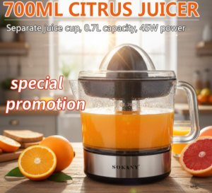 [SG Stock] 700ml Electric Citrus Juicer | Automatic Orange & Lemon Squeezer | High Efficiency Fruit Juice Extractor | Compact Lime Masticator JE-623D