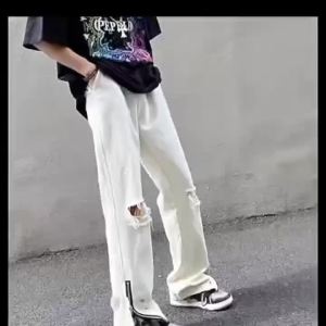 Quảng Đông A♢Quần jean dài lưng cao ống đứng phong cách nhật bản thời trang trẻ trung3/20