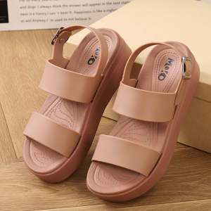LUCCY SHOE 2025 (Add+1)Fashionable Neutral Color Platform Sandals with Adjustable Ankle Strap Casual Wedge Rubber Sandals for Women#WL523