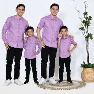 kemeja polos couple ayah dan anak lengan panjang
