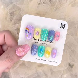 A078 SIZE XS/L 🇲🇾 Ready Stock Handmade Nail Art Reuseable 10pcs/set Nail Tips free 5pcs Manicures Tools  现货手工穿戴甲可重复使用 10 件/套美甲贴片免费 5 件美甲工具