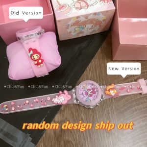 Kawaii Kuromi Pompompurin Cinnamoroll My Melody Hello Kitty Sanrio Watch Cartoon Cute Light Luminous Watch Girls Gift With Box