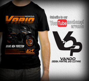 KAOS MOTOR HONDA VARIO 160 BLACK - KAOS DISTRO PRIA WANITA - KAOS PENDEK KATUN MURAH - KAOS CUSTOM