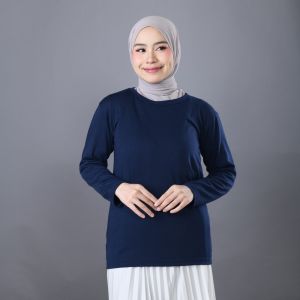 Mybamus Manset O-Neck Basic Tops Navy M15514 R92S1 - Manset Tangan Panjang Wanita