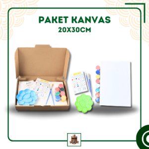 Paket Alat Lukis Kanvas Set 20X30cm Dilengkapi Dengan Cat Akrilik Kuas & Palet | Toys Gift Creative Activity Art Painting Lukisan Drawing Kado