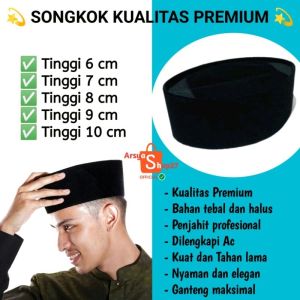 PECI SONGKOK HITAM POLOS AC TINGGI 6cm 7cm 8cm 9cm 10cm KUALITAS TERBAIK KOPIAH SONGKOK HITAM AC TINGGI 6 CM 7 CM 8 CM 9 CM 10 CM PECI TINGGI 6 CM 7 CM 8 CM 9 CM 10 CM