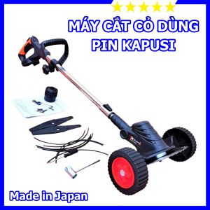 Máy cắt cỏ pin Kapusi Japan có bánh xe công suất mạnh mẽ hàng chính hãng bao khỏe bao bền