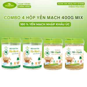Combo 4 Hộp Yến mạch Nguyên chất 400g Mix ( 2 Hộp Yến mạch Ăn liền 400g 2 Hộp Yến mạch Cán mỏng 400g) Nhập khẩu từ Úc