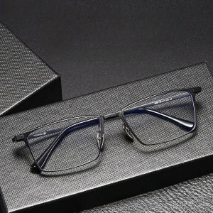 FIRADA Fashion Comfortable Glasses Vintage Square Pure Titanium Eyewear Business Prescription Eyeglasses Frame For Men 8003-C