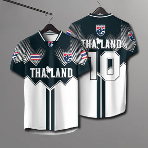 [OFSDIY] 2568 เสื้อฟุตบอลทีมชาติไทยชายเบอร์ 10 หลวมระบายอากาศชายกีฬากลางแจ้งแขนสั้นเสื้อยืดคอวี