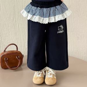 TUmama กางเกงขาสั้นตรงเด็กผู้หญิงกับชายลายการ์ตูนลูกไม้สำหรับฤดูใบไม้ผลิและฤดูใบไม้ร่วง