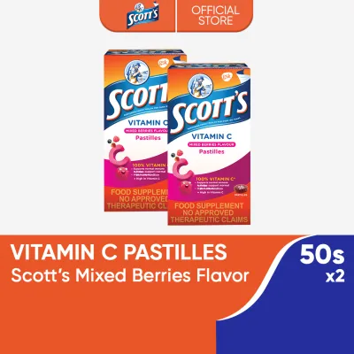 Scotts Pastilles Mixed Berries 50s (Pack of 2) with 100% Vitamin C Helps Support Normal Immune Function