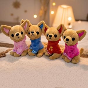 BABYBANG Stuffed Animals Chihuahua Plush Toys Room Decoration Simulation Stuffed Dog Doll Ornament 18cm Puppy Plush Toys Birthday Gift