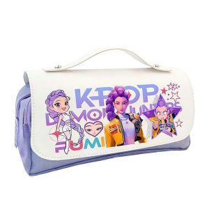 RUSSELLERT Polyester Kpop Demon Hunter Pencil Case Multifunctional Large Capacity Cartoon Pen Bag Durable Rumi Mira Zoey Pencil Pouch for Students