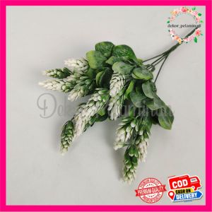 Daun rumput ACC Pinus Bedak cabang 5  - lavender plastik bedak  - Tanaman Hias - artificial  - hiasan bunga - bunga Hias import murah