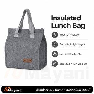 Insulated Lunch Bag – Large-capacity portable leak-proof and reusable thermal/cooler bag suitable for work school and picnics