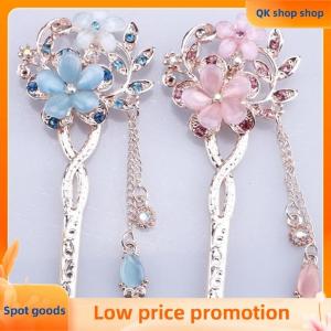 ✨QK shop✨  Hair Pin Double Flower Rhinestone Hair Stick Hair Clip