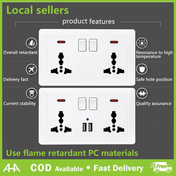Universal Standard Power Wall Outlet Socket With Switch Control