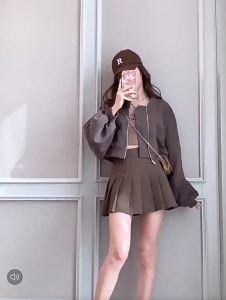 White JK Pleated Skirt Spring Autumn College Style High Waist A-Line Skirt Slimming Versatile Half Skirt Women Gray Short Skirt