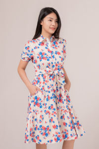 RIMINI- Dress Remaja Cewe Gaun Midi Motif Bunga Summer XS-XL - Moire Dress 85759