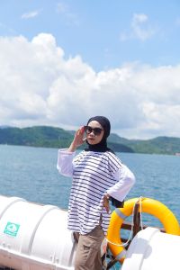 Baju Atasan Jumbo Wanita Nikita Blus Katun CVC Comby Salur S M L XL XXL 3XL Blouse Remaja Kekinian