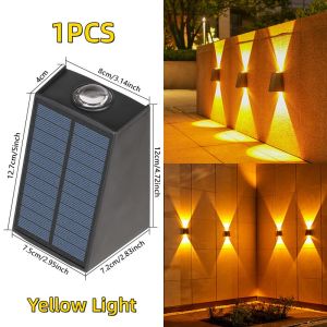 2 LED Solar Wall Lamp Waterproof Outdoor Solar Garden Decor Lights Up and Down Luminous Lighting for Street Balcony Garden Villa