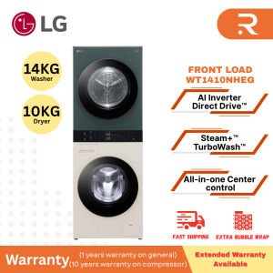 [DELIVER BY SELLER - PENANG & KEDAH] LG (14KG/10KG) Inverter Objet WashTower™ All-In-One Stacked Front Load Washer Dryer WT1410NHEG