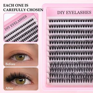 INNEED Segmented Natural Cluster Feather Lash Kit 30D 40D 50D 60D 80D Enlarge Eyes False Eyelashes Reusable Cluster Lash Extensions DIY Makeup