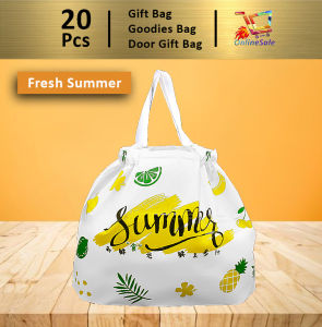 Gift Bag 20pcs Goodies Bag Door Gift Wedding School Party Bag Drawstring New Korean Style Nature Plant Flower Fruit Snack 94 Premium Tote Plastic Beg