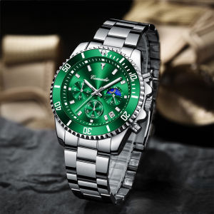 Green Submariner Series True Three Eyes Watch Mens Luminous Waterproof Watch