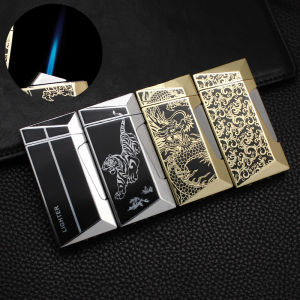 027 Jet Flame Lighter Creative Flower Metal Side Press On Refillable Lighter Gas