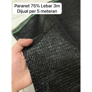Jaring Paranet 75% ( Lebar 3 meter x Panjang 5 meter ) Peneduh / Tirai Outdoor Hitam Penahan Panas