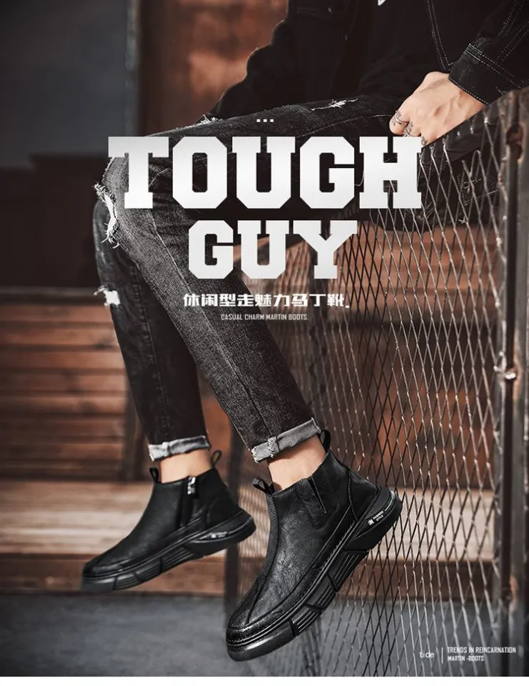 MZB Ankle Boots Men's Autumn High-top British Style Leather Shoes