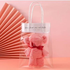 Bear Shaped Face Towel Cute Business Holiday Gifts Bear Hand Towel Without Bag For Wedding Folded Towel Hand towel