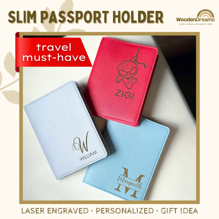 PERSONALIZED Slim PU Leather Passport and Passbook Holder Cover Jacket ...