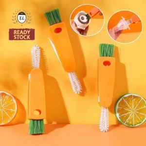 3 in 1 Carrot Bottle Brush Cup Lid Gap Cleaning Tool Berus Lobak