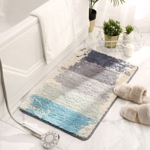 Water Color Design Floor Mat Luxury Soft Shaggy Bath Rug Tikar Lantai Bathroom Living Room Entrance Mat