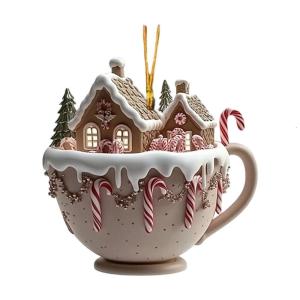 การตกแต่งกระท่อมที่อบอุ่นน้อยแก้วกาแฟของประดับในวันหยุดสำหรับมุมกาแฟอุปกรณ์สำหรับงานเทศกาลพื้นที่