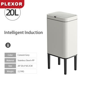 Plexor Trash Can with Lid 9/13/20L Automatic Touchless Garbage Can Smart Motion Sensor Rubbish Can with Cover and Raise Foot Rectangular Stainless Steel Waste Basket for Kitchen Office Toilet Bedroom
