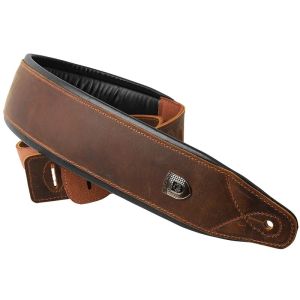 Soldier Top Grain Leather Cowhide Padded Guitar Strap for Electric Bass Guitar Adjustable Belt2026