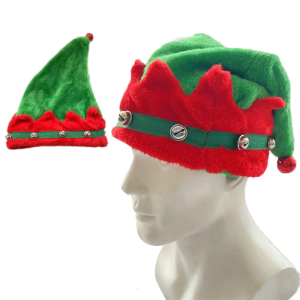 Adult Elf Hat with Bells for Holiday New Year Red and Green Christmas Symbol Red and Green Hat with Bells