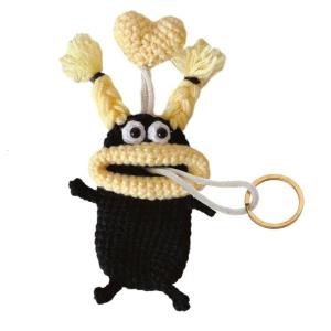 Cartoon Pull-Out Car Keys Cases Sausage Mouth Monsters Knitted Keys Protective Sleeve Funny Keys Bag Pouch for Women Men