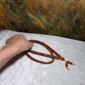 8.8mm Kuka hand polished highly polished traditional old style beads 108 mala/necklace with a 13.8mm Type A Yellow Jadeite [Natural Unprocessed] 8.8毫米库克手工高抛老型珠108念珠串/长项链/车挂配13.8毫米天然黃翡翡翠圆珠 We may restring into 99 beads chanting chain if you prefer