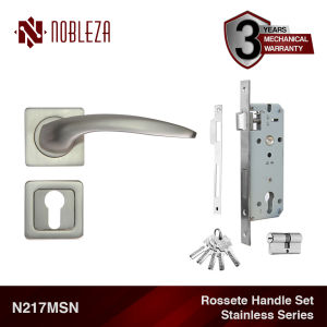 NOBLEZA Rosette Kunci Pisah Handle Gagang Pintu Black Matte Satin Black Nikel N217